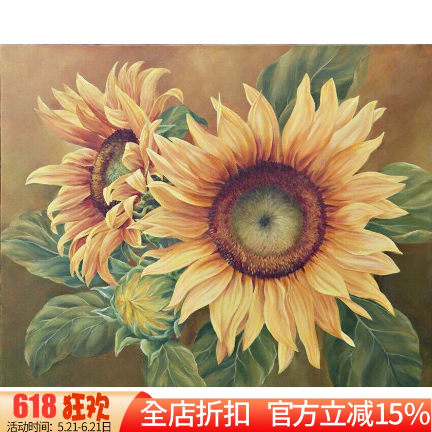 包邮精准印花新款正品DMC十字绣 客厅卧室餐厅画 两朵向日葵