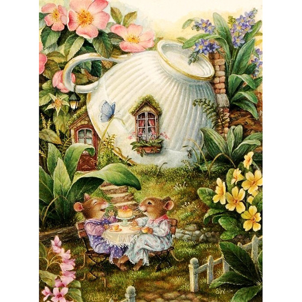 印花卡通油画温馨风兔子十字绣