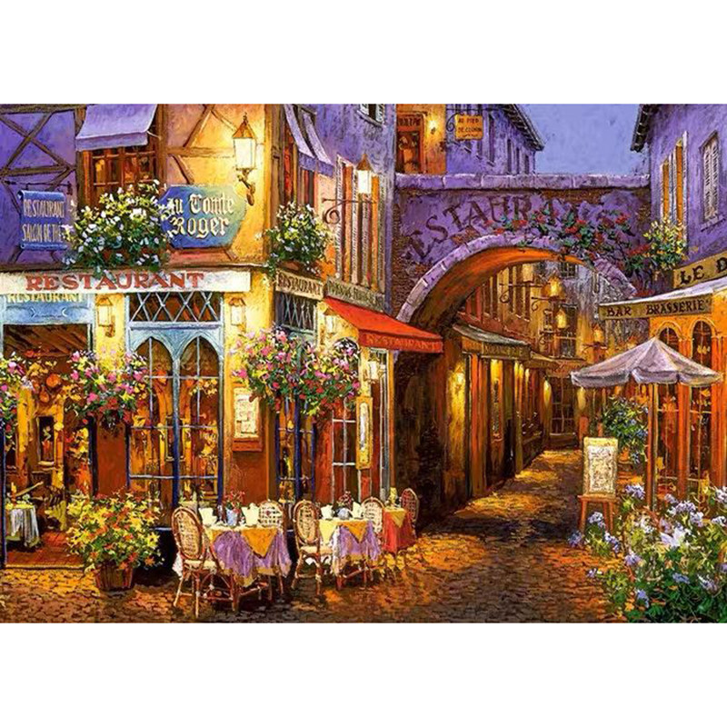 新款印花正品DMC十字绣套件客厅卧室欧式风景油画普罗旺斯的夜晚