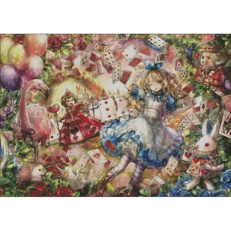 新款印花dmc十字绣客厅卧室儿童房卡通人物画爱丽丝梦游仙境7