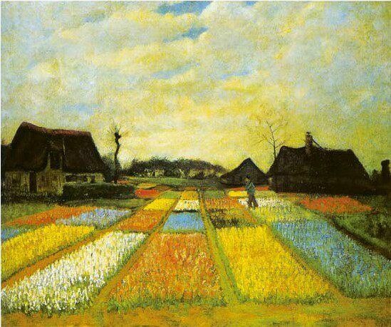 精准印花新款dmc绣线十字绣正品世界名画梵高油画 郁金香苗田