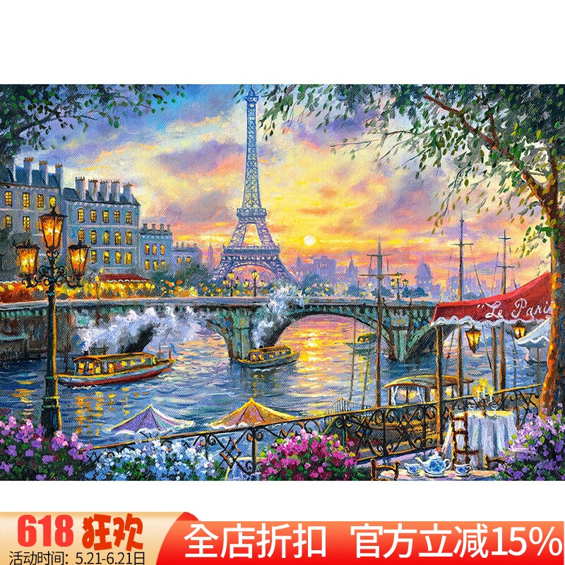 新款印花正品DMC十字绣 客厅卧室欧式风景油画 巴黎的闲暇时光