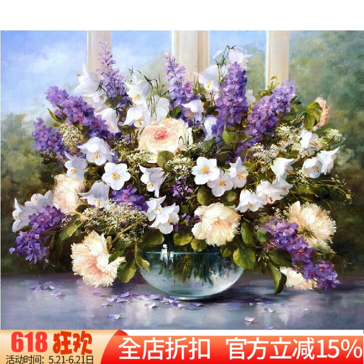 新款DMC十字绣正品 客厅大画 混绣油画 威廉姆斯花瓶之四
