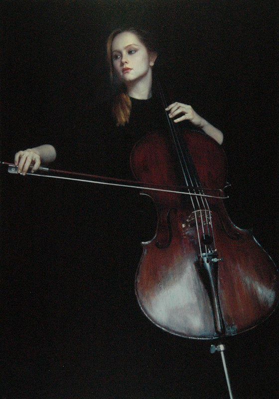 新款精准印花正品DMC十字绣 陈逸飞油画 音乐人物 大提琴手