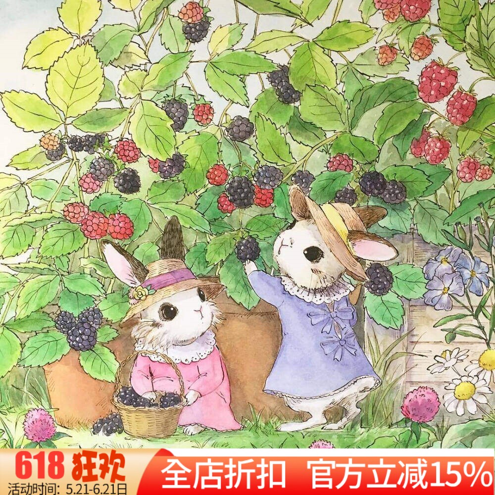 新款印花法国正品DMC十字绣 卧室儿童卡通动漫画 可爱兔子 摘葡萄