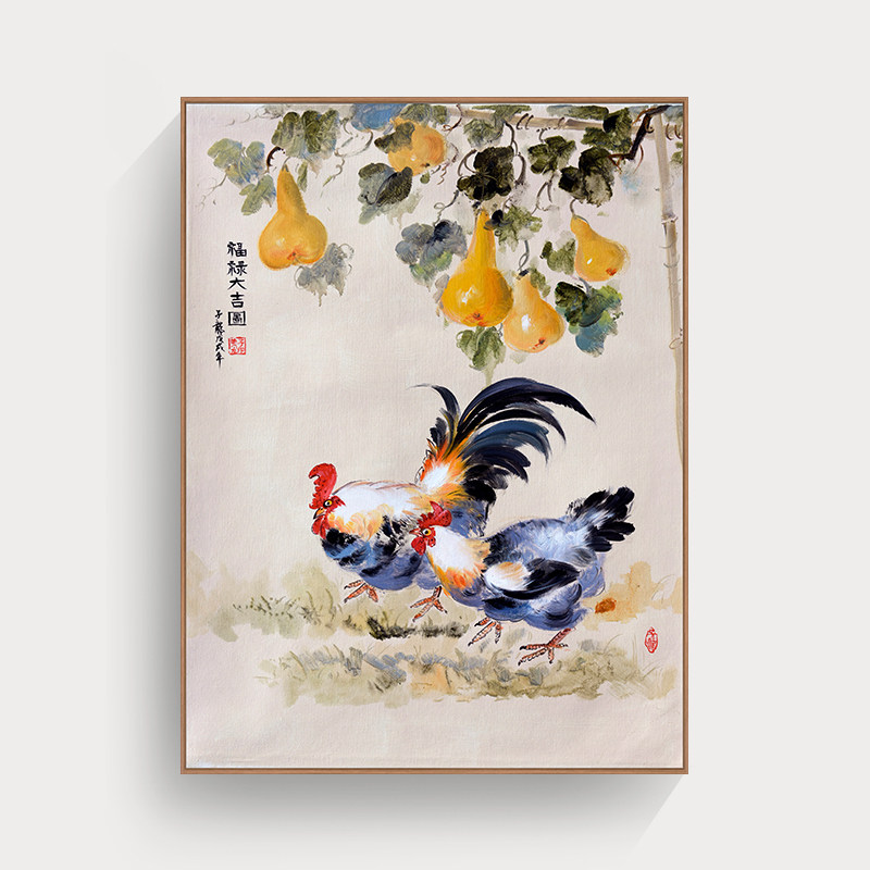 新款印花正品画福禄公鸡十字绣