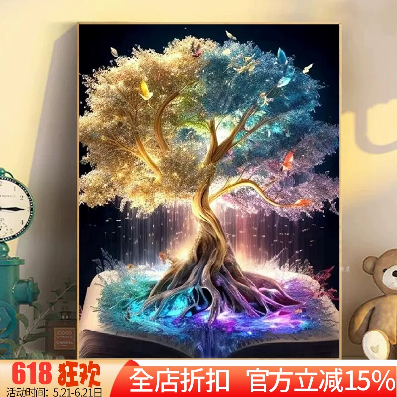 正品DMC十字绣纯棉线客厅卧室玄关餐厅现代简约轻奢招财树发财树