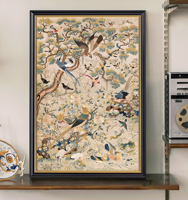 新款印花正品DMC十字绣客厅餐厅玄关中式富贵吉祥牡丹花鸟祥和图