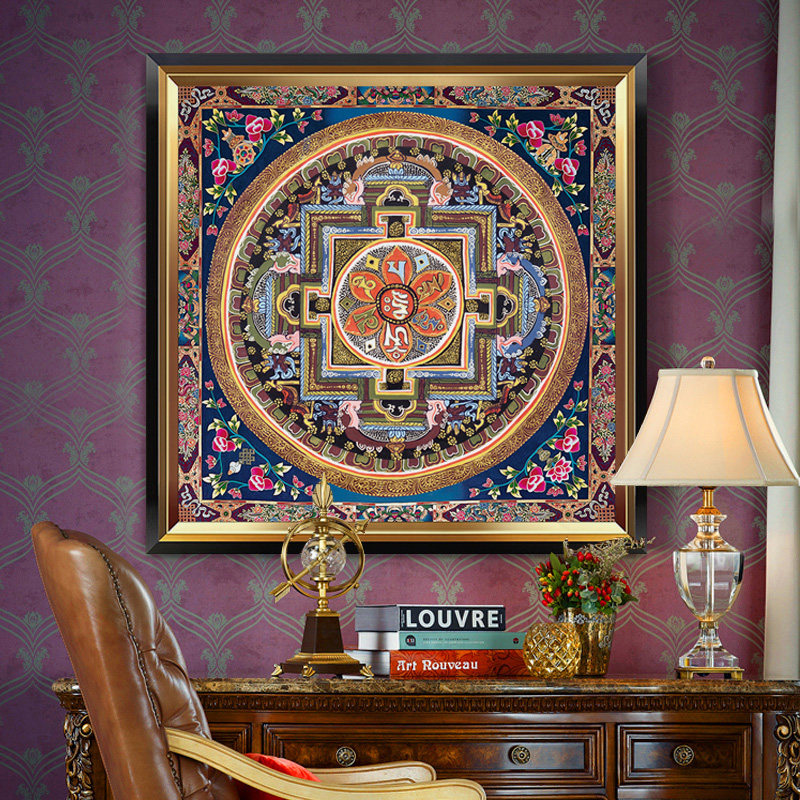 风水画吉祥唐卡坛城图十字绣