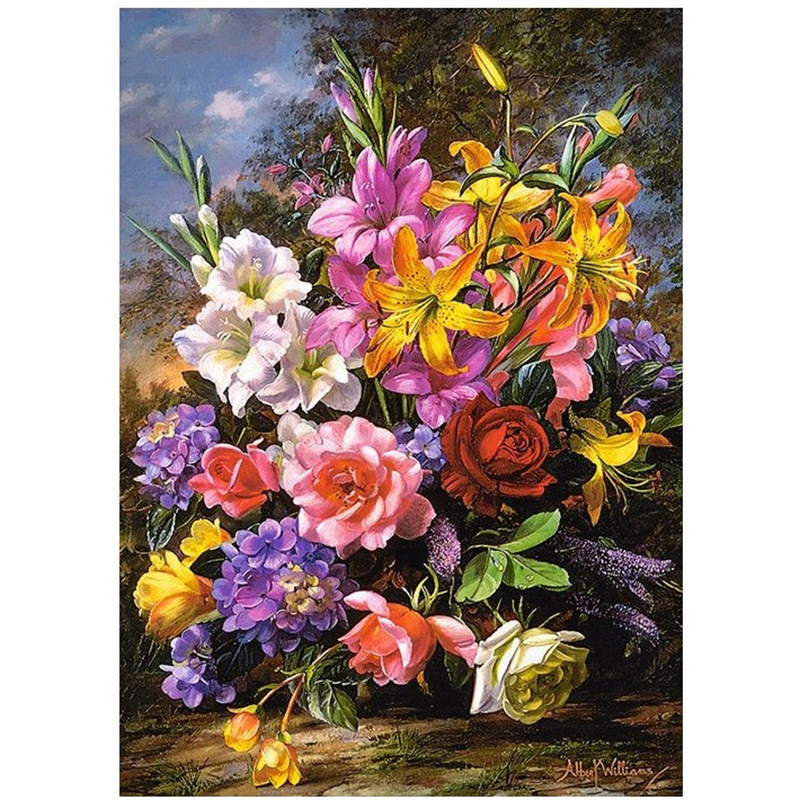 新款印花正品DMC十字绣客厅卧室餐厅玄关欧式油画 威廉姆斯的花