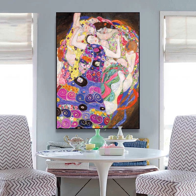 新款DMC十字绣正品 客厅卧室玄关竖版欧式名画油画克林姆特少女