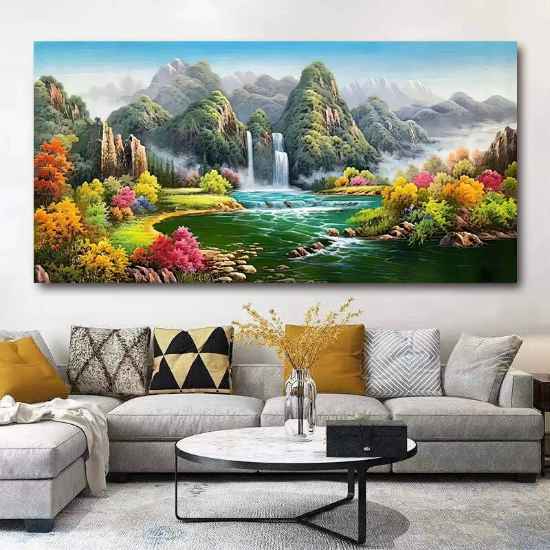 新款正品DMC十字绣套件手工纯棉线满绣客厅书房山水风景画聚宝盆