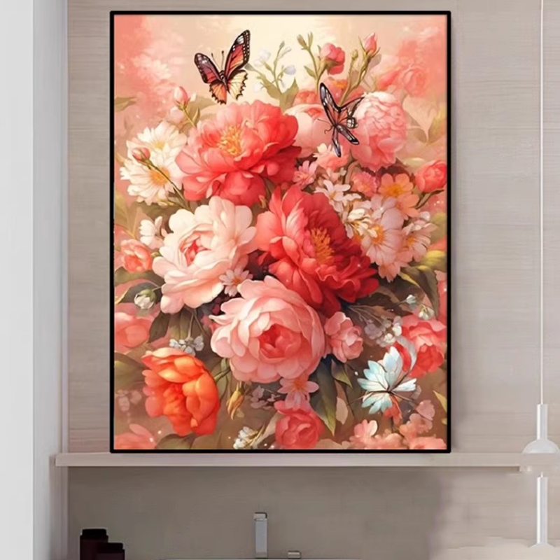 新款正品DMC十字绣手工线绣满绣 客厅卧室餐厅简约现代画花开富贵