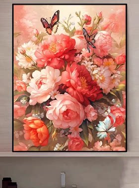 新款正品DMC十字绣手工线绣满绣 客厅卧室餐厅简约现代画花开富贵