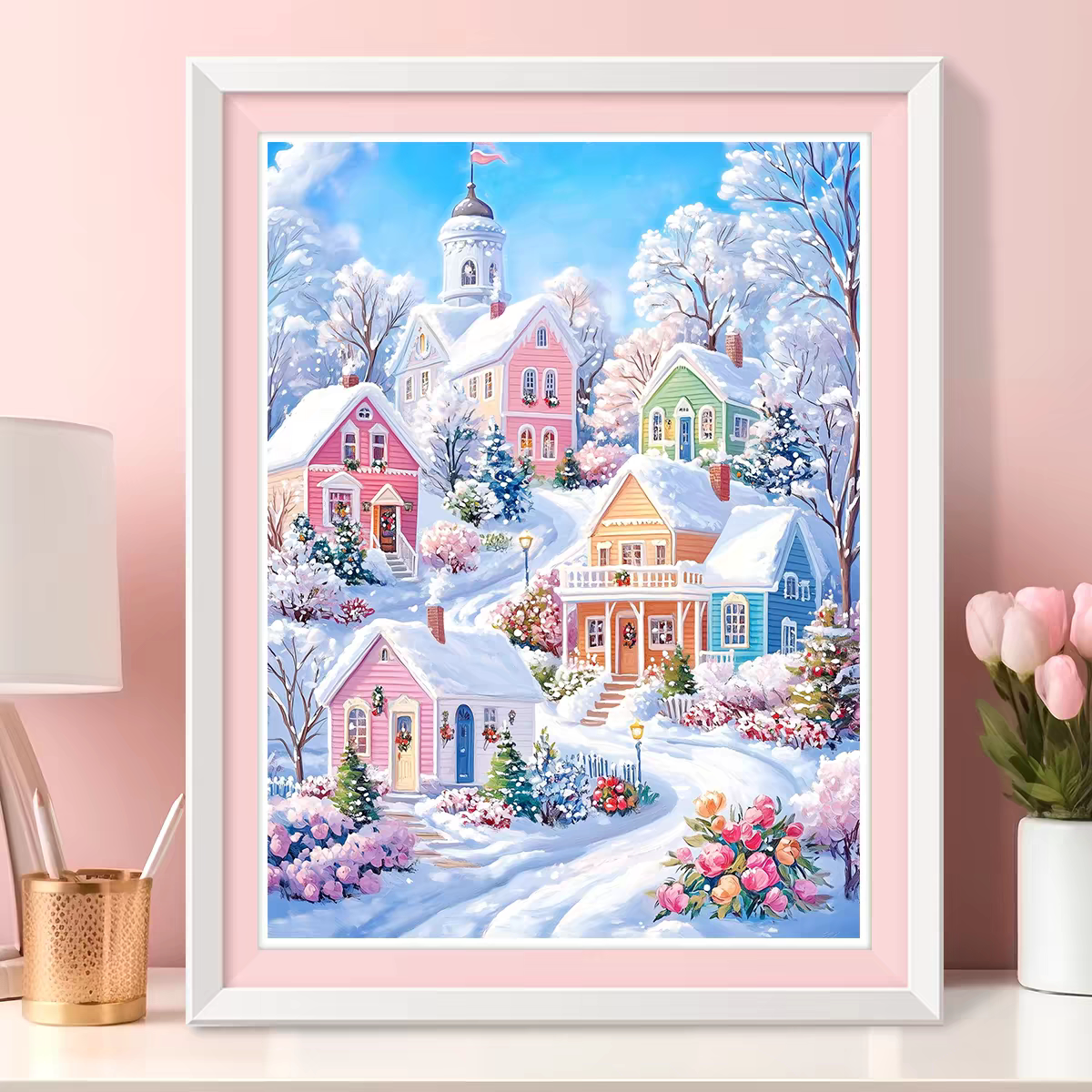 新款正品DMC十字绣手工纯棉线客厅卧室玄关唯美风景温馨冰雪世界