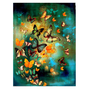 2020新款印花正品DMC十字绣客厅餐厅玄关现代简约油画彩蝶飞舞