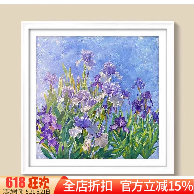 新款正品DMC十字绣纯棉线绣客厅卧室餐厅玄关简约现代花卉鸢尾花