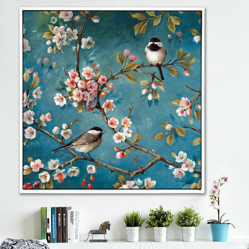 精准印花DMC纯棉绣线十字绣客厅卧室餐厅油画花卉鸟语花香 花鸟图