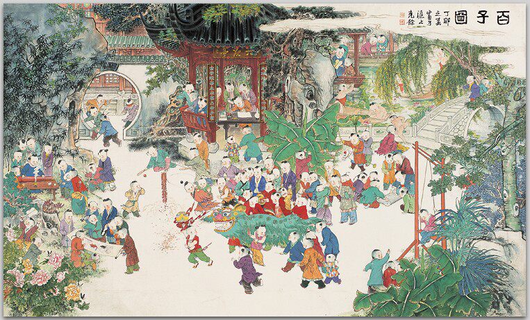 精准印花正品DMC纯棉线十字绣线绣客厅卧室书房大画人物 百子图