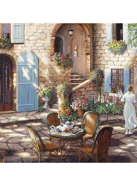 新款精准印花DMC纯棉绣线十字绣客厅卧室风景油画 欧洲浪漫小镇20