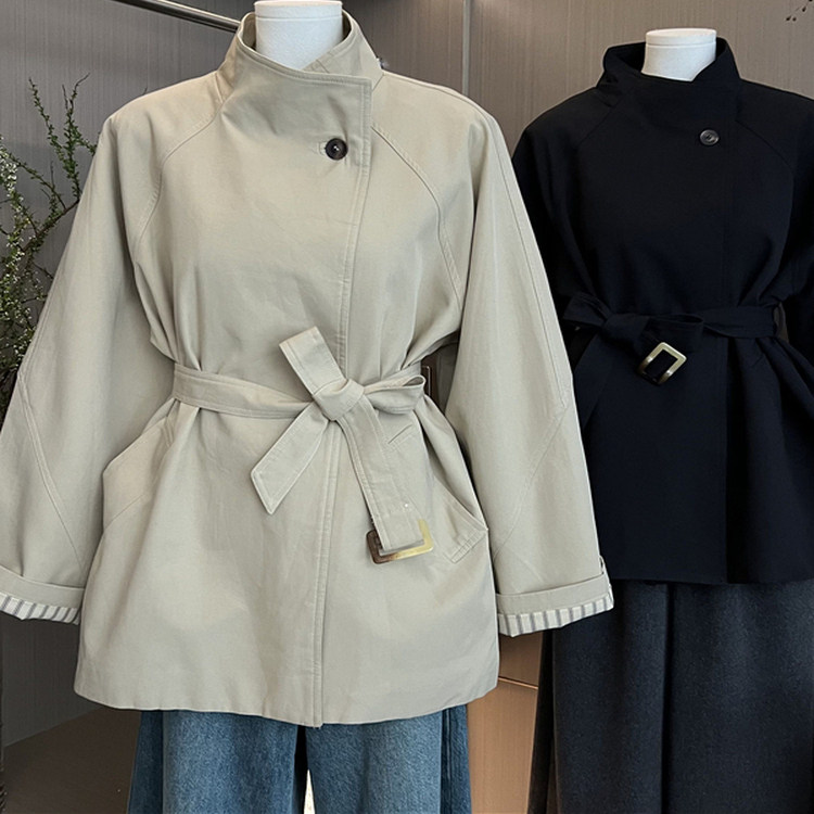 韩版系带短款风衣外套女春季2026新款收腰宽松廓形高级爆款大衣女,女装/女士精品,风衣,淘宝优惠券,粉丝福利购,淘宝优惠卷