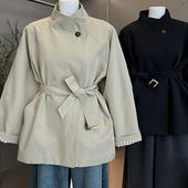 系带短款 风衣外套女春季 2026新款 韩版 收腰宽松廓形高级爆款 大衣女