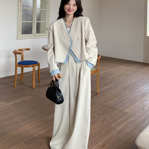 【送运费险】韩系假两件西装套装