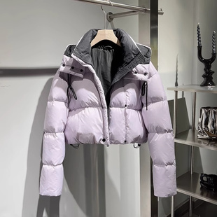 高级感连帽短款棉服女冬季2026新款炸街宽松高腰面包服加厚外套女