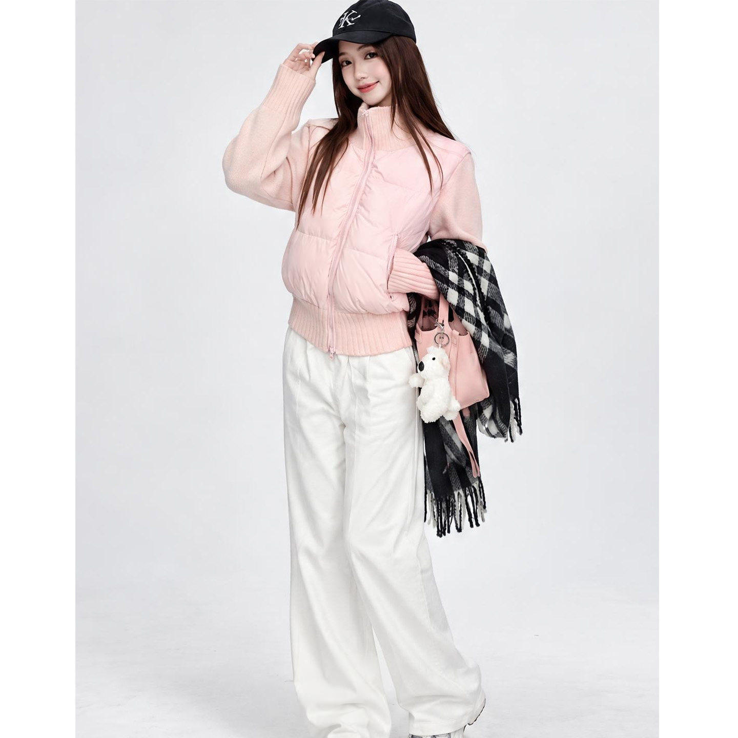 【送运费险】甜美风粉色拼接棉服
