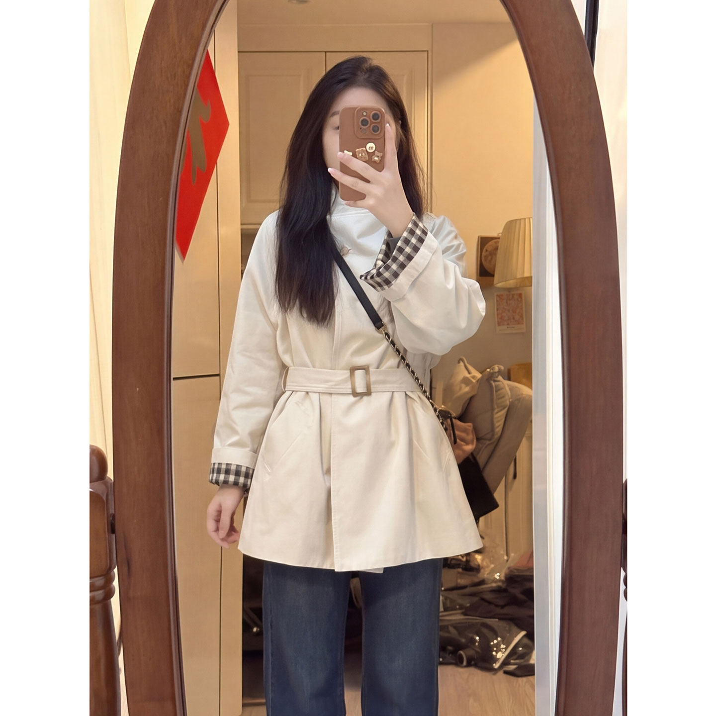 【送运费险】米白短款风衣女秋季