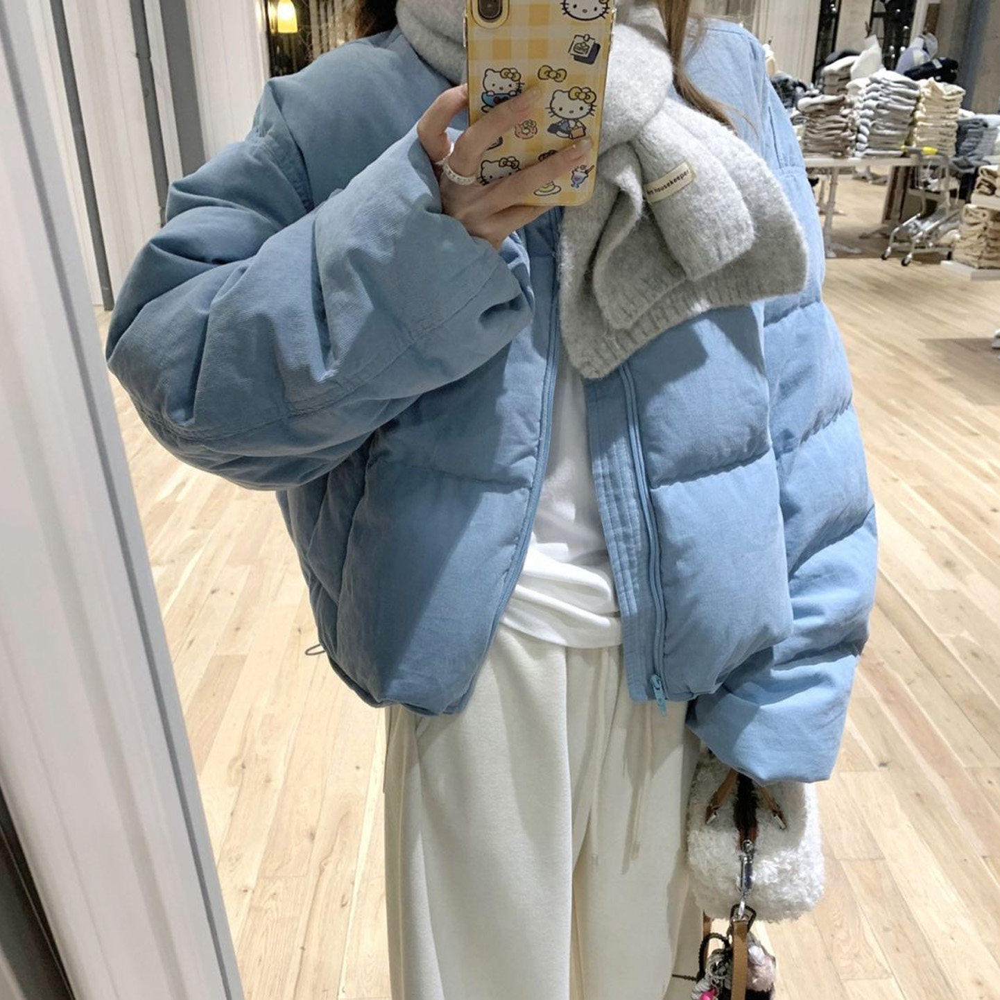 【送运费险】韩版蓝圆领保暖棉服