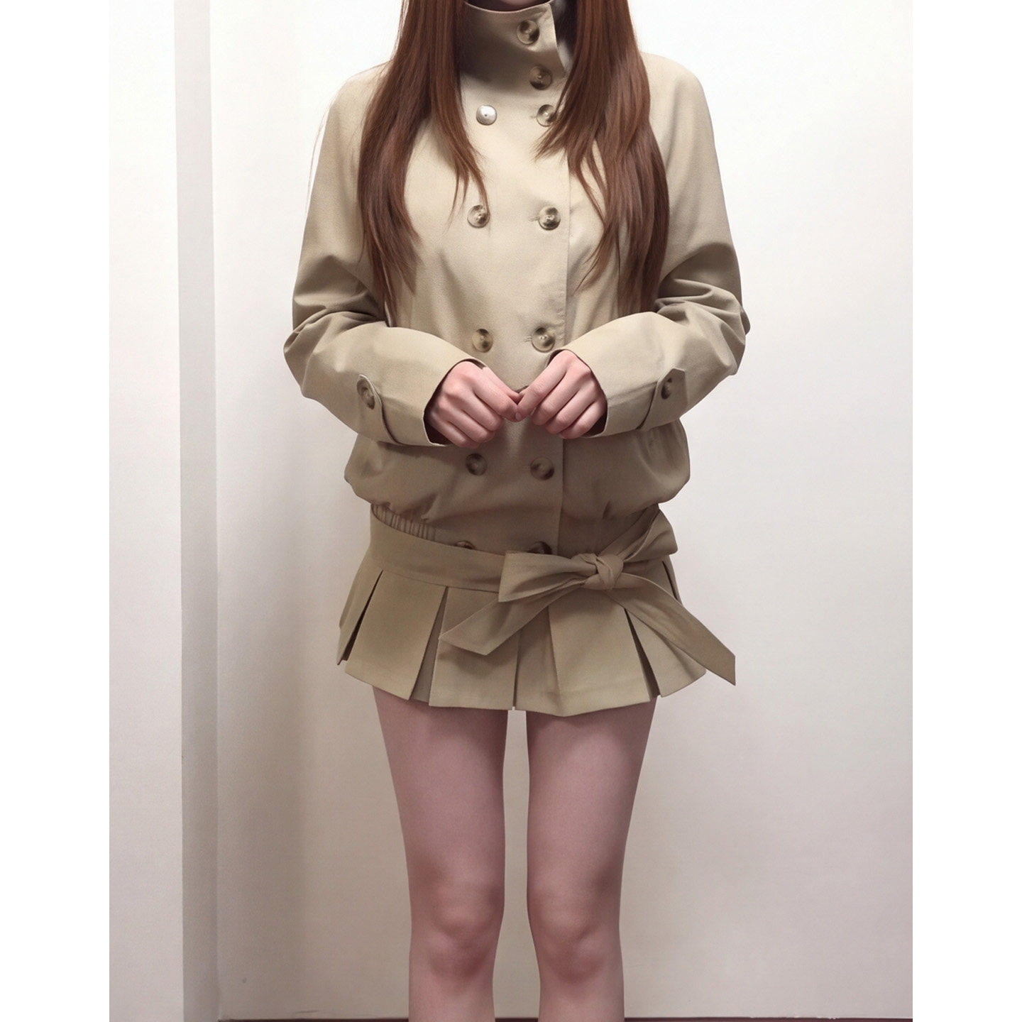 【送运费险】韩系学院风衣百褶裙