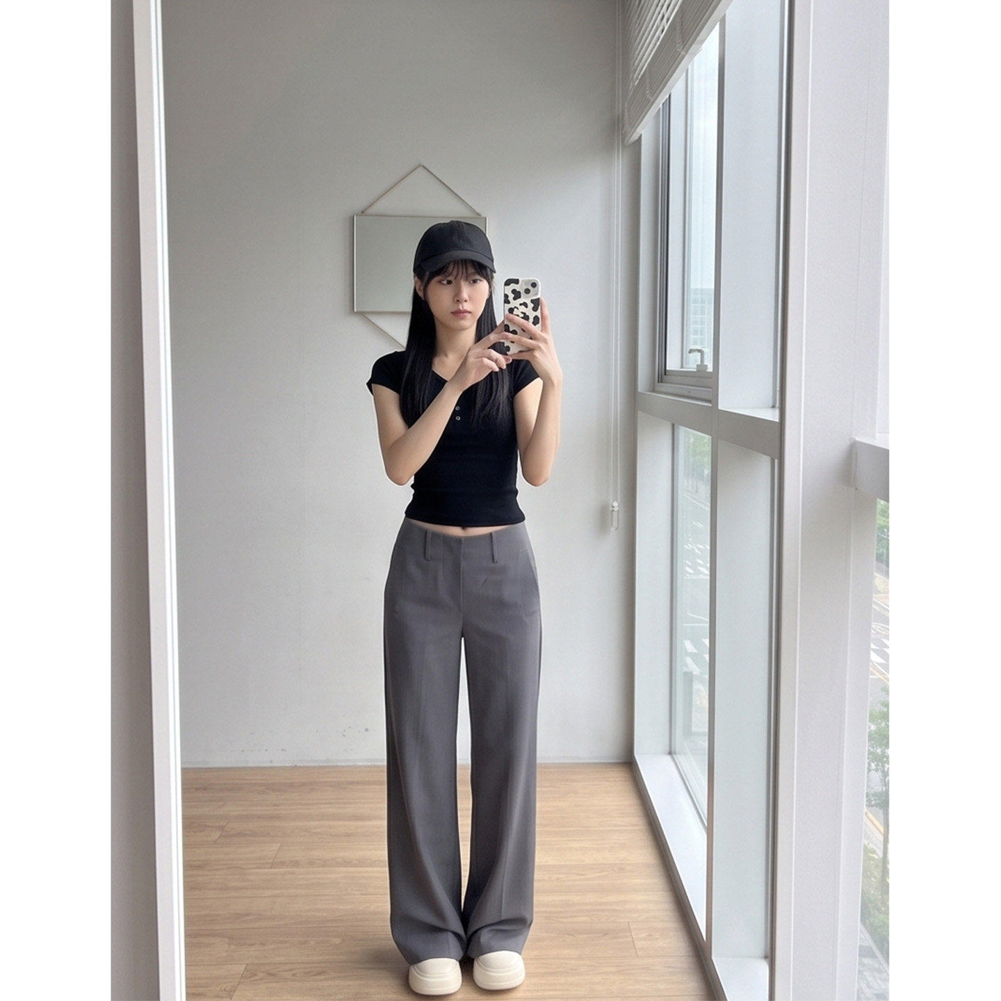 【送运费险】灰色高腰阔腿裤女