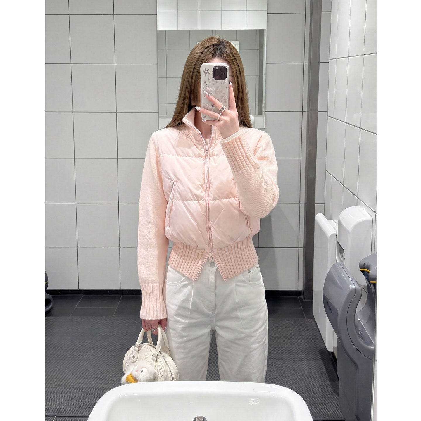 【送运费险】粉色针织拼接棉服