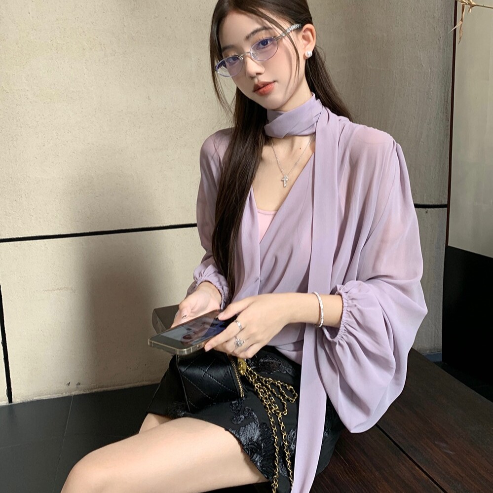 法式衬衫显白上衣套装吊带背心女