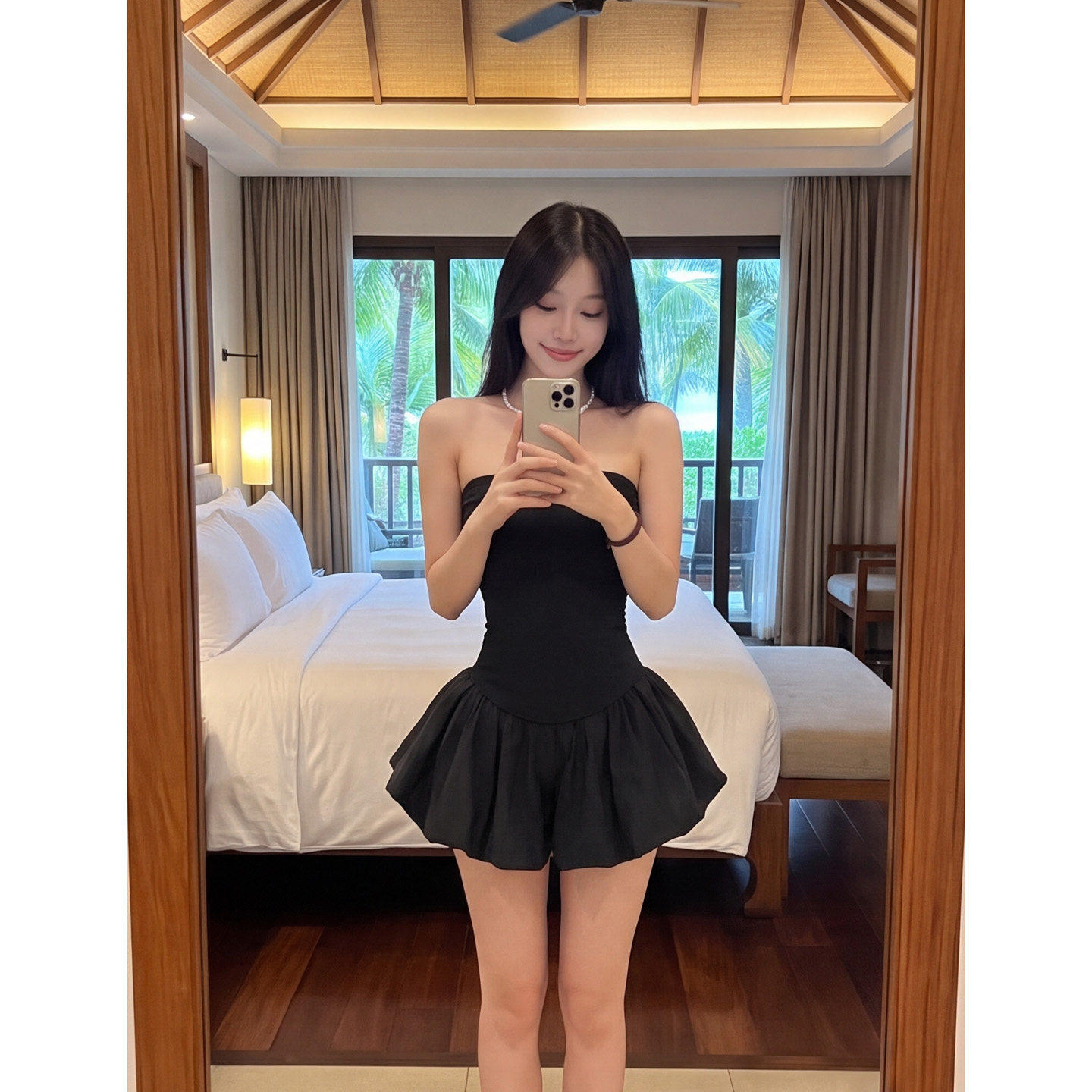 【送运费险】黑色千金风两件套女