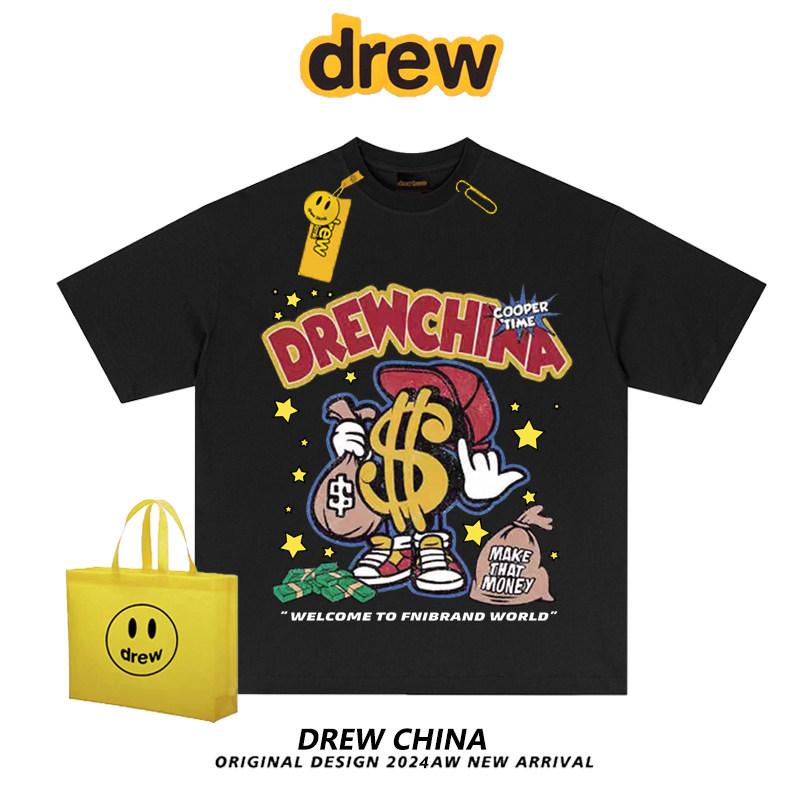 官网drew卡通人物印花短袖T恤