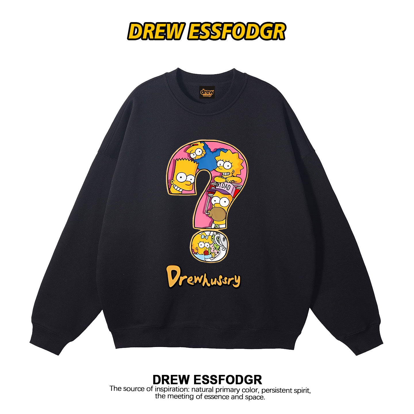 drew潮牌辛普森卡通印花圆领卫衣