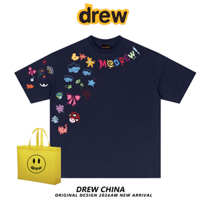 drew多巴胺卡通手绘涂鸦印花短袖