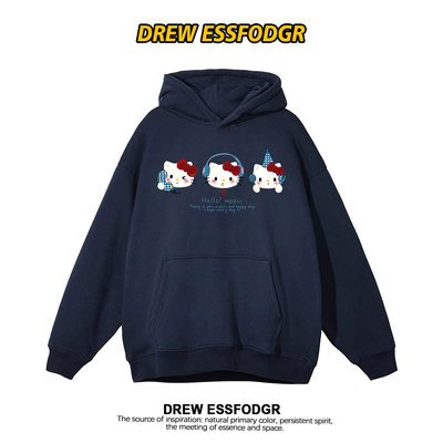 drew潮牌HelloKitty卡通连帽卫衣