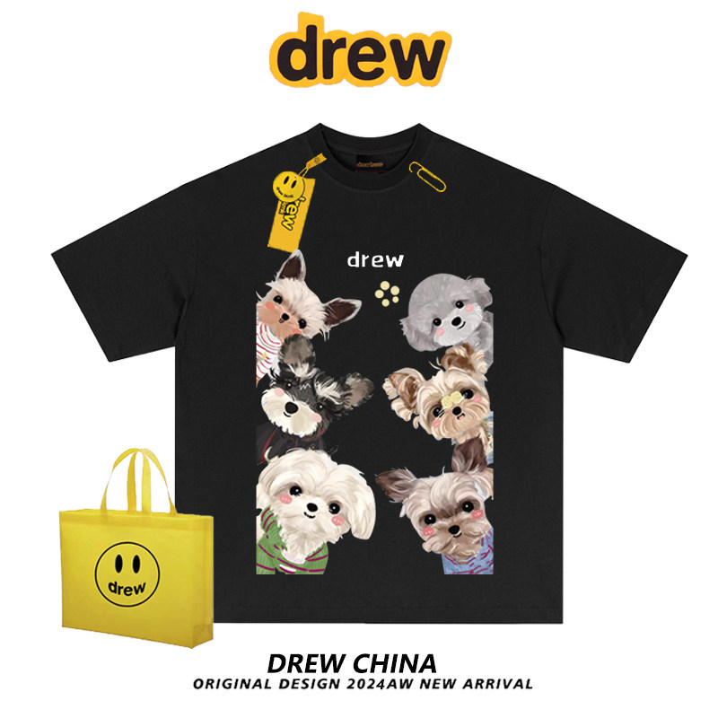 官网drew卡通马尔济斯狗狗短袖