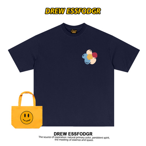 Drew潮牌重磅纯棉小花短袖T恤