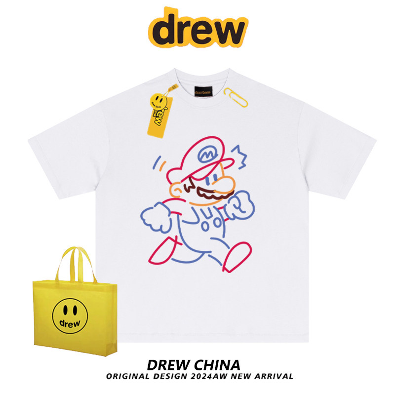Drew美式复古超级马里奥卡通T恤