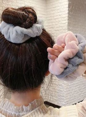秋冬新款兔毛大肠发圈百搭毛绒绒猪大肠头绳可爱丸子头发绳女发饰