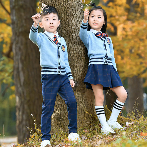 英伦风小学生秋冬针织开衫校服