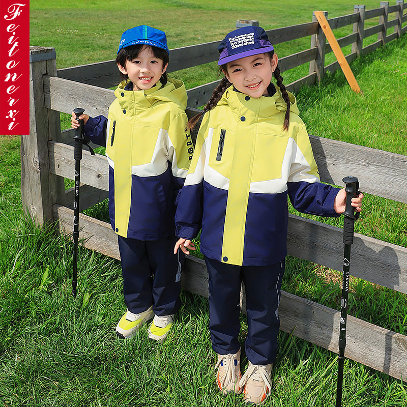 童装冲锋衣三件套保暖加绒校服