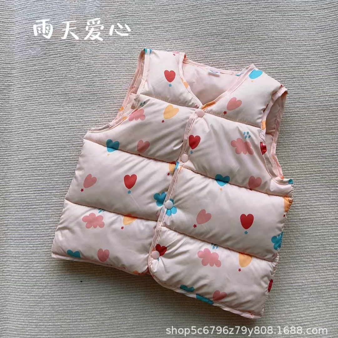 儿童春秋保暖可爱小马甲男女童羽绒棉印花背心宝宝内搭坎肩