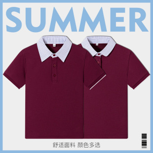新品中小学生校服短袖polo衫夏季英伦学院格子t恤男女童半袖