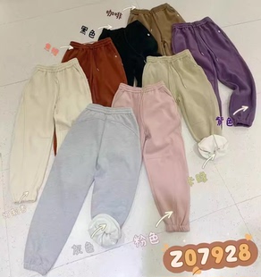 紫木衫加厚绒束脚卫裤女冬季款百搭运动裤特价清仓不退不换