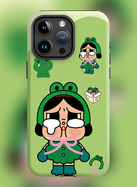 哭蛙CRYBABY潮玩新款16plus眼泪工厂适用iPhone15Promax苹果手机壳14防摔套13磨砂绿色哭娃软壳磁吸Magsafe女